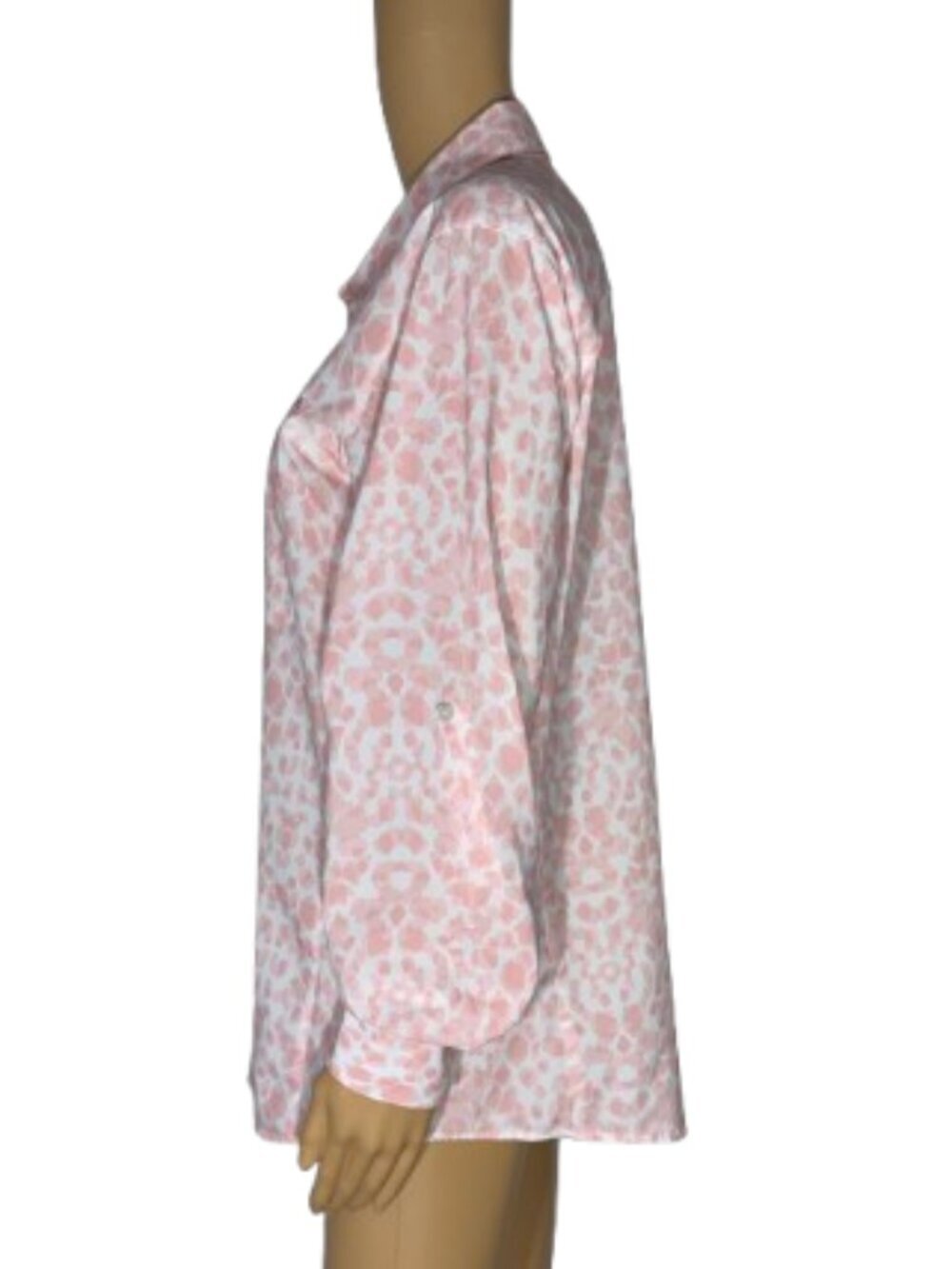 Ariat Tek Women's Pink Leopard Print Venttek Rolled Sleeve Button Down Large - Picture 2 of 13